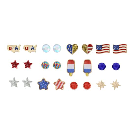 Red, White &#x26; Blue USA Earrings Value Pack by Celebrate It&#x2122;